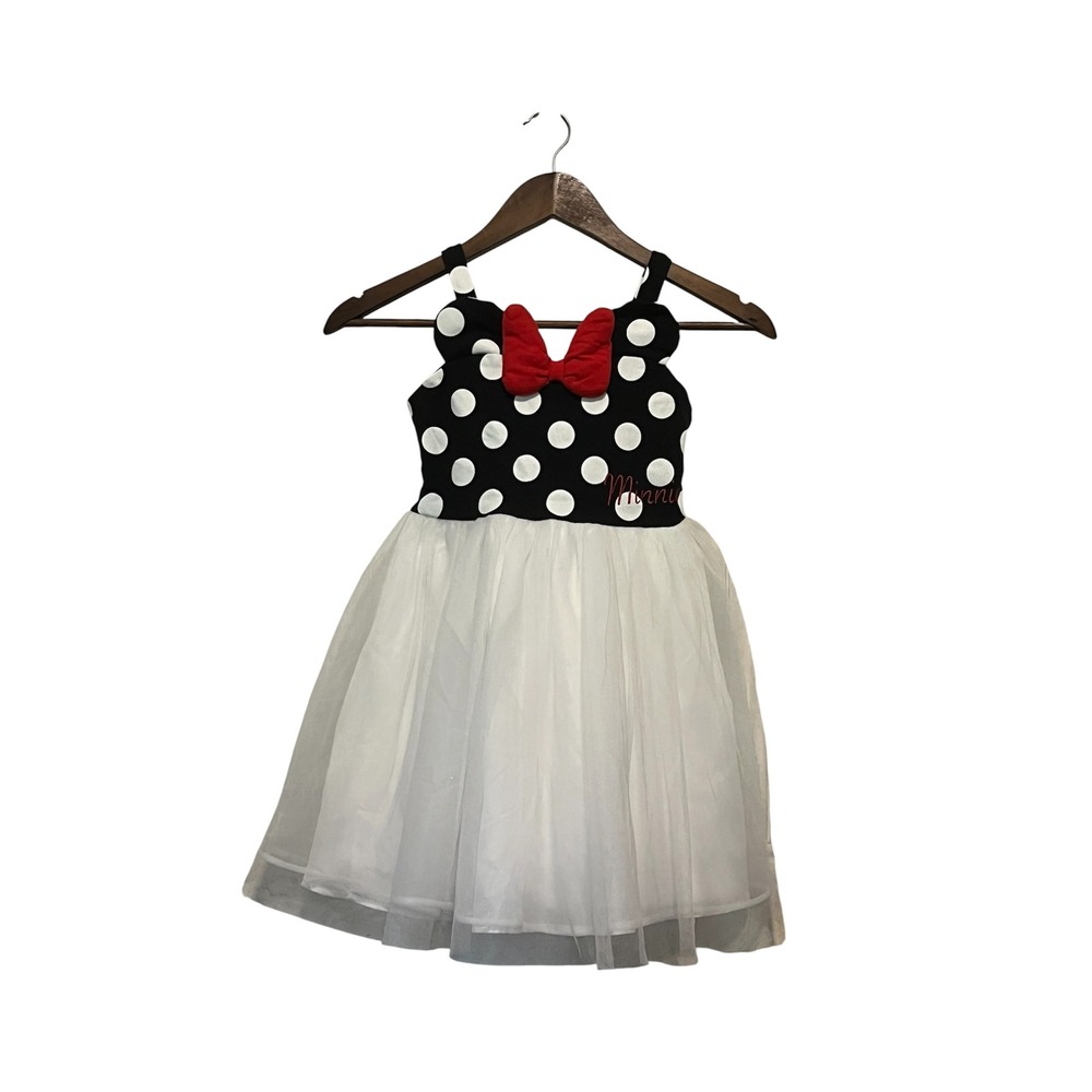Disney Minnie Mouse Dress Polka Dot Bow Tulle Size 6